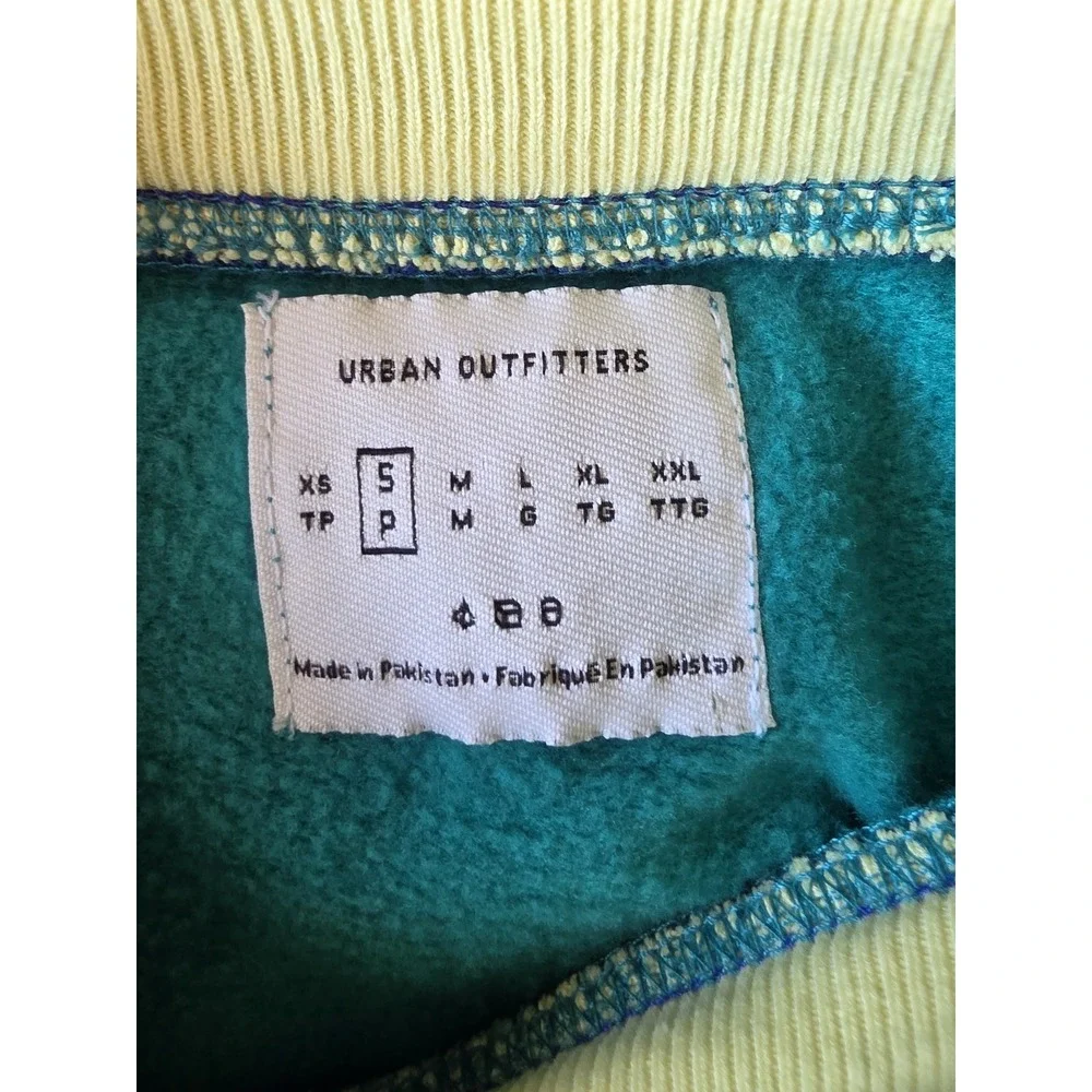 Urban Outfitters Sweatshirt S Colorblock Green Blue Yellow Pullover Retro Tennis